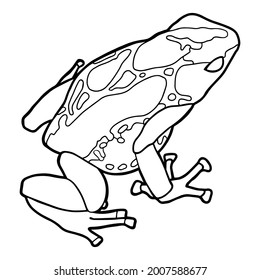 Little frog. Spotted poison dart frog. Coloring page. Black outline. 