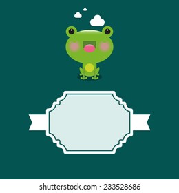 Little frog. Vector illustration of a cute little frog with frame for text. 