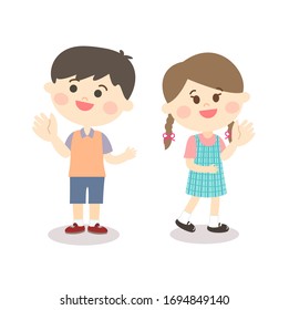 Little Funny Boy and Girl Vector