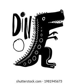 Little funny dinosaur. Children's drawing of a trex, cartoon caricature. Clipart vector file