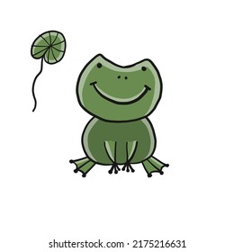 Little funny frog. Isolated on white background. Cartoon for your design