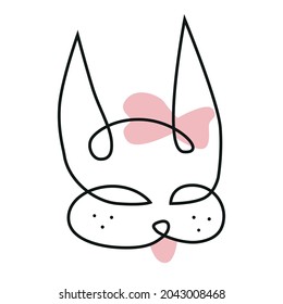 Little funny kitten girl with one line lightweight design