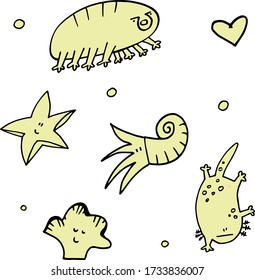 Little funny monsters set perfect for logos isolated on white background