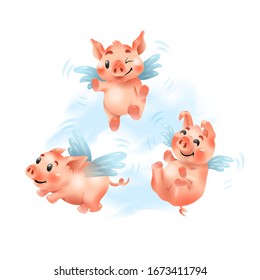 Little funny piglets, play and frolic