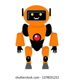 Little funny robot android. Character helper or artificial intelligence in a flat style.
