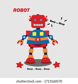 little funny robot ilustration vector