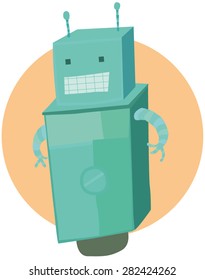 Little funny robot on wheels