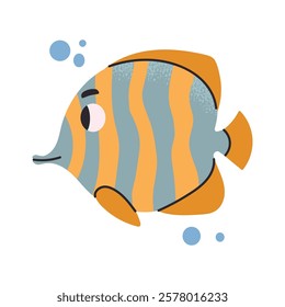 Little Funny Striped Fish icon clipart avatar logotype isolated illustration