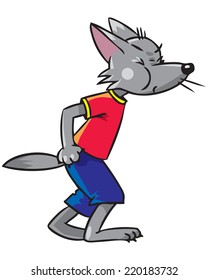 Little funny wolf is blowing. Children vector illustration