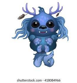 Little furry gremlin. Vector illustration.