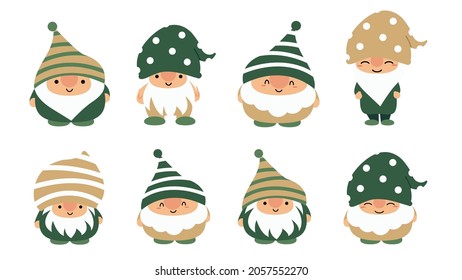 Little Garden Cute Gnomes Elves Cartoon Stock Vector (Royalty Free ...