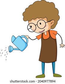 Little gardener doodle cartoon character illustration