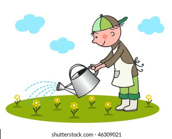 Pequeño jardinero - vector