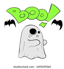 Little ghost color vector illustration icon on white background.