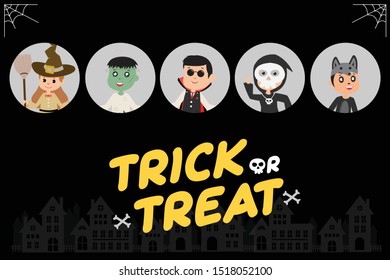 Little Ghost Costume in Halloween fancy dress. template for Halloween party. Vector illustration
