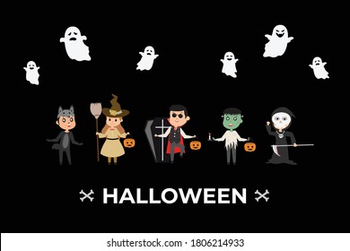 Little Ghost Costume in Halloween fancy dress with ghost