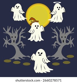 Pequeño fantasma y la luna llena
