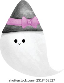 A little ghost wearing a witch's hat Halloween stuff.