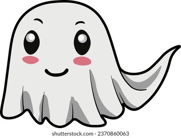 Little ghost in white robbery with cute face