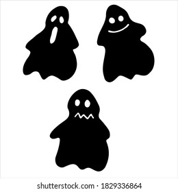 Little ghosts with different moods. Vector illustration