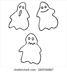 Little Ghosts Different Moods Vector Illustration Stock Vector (Royalty ...