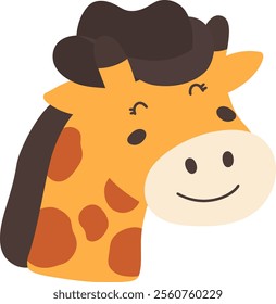 Little giraffe with cowboy hat.cartoon doodle