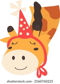 Little giraffe with festive hat.cartoon doodle