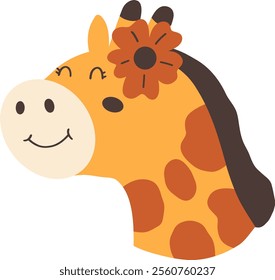 Little giraffe with flower.cartoon doodle