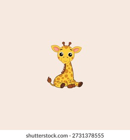 Pequeño diseño de Vector plano de icono de jirafa.