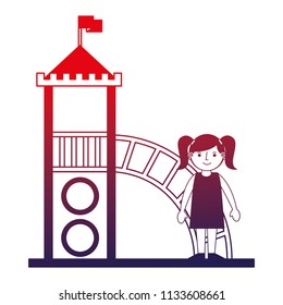 little girl in amusement park isolated icon