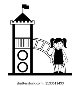 little girl in amusement park isolated icon