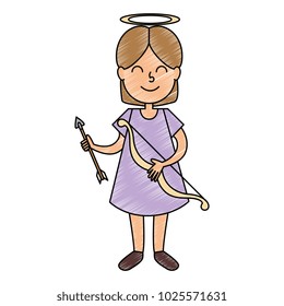little girl angel with bow and arrow