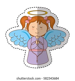 Little Girl Angel Character Stock Vector (Royalty Free) 582343684 ...