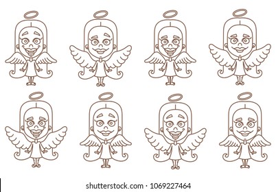 Little girl angel set vector illustration on white background