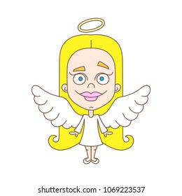 Little girl angel vector illustration on white background