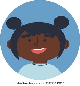 Little Girl Avatar Vector. Funny Cartoon Kids Characters. Happy Kids Profile Icons. Icons For Games, Online Communities, Web Forums. Vector Illustration In Flat Cartoon Style