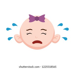 little girl baby crying head character