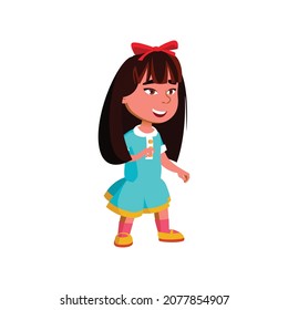 little girl baby walking in park with parents cartoon vector. little girl baby walking in park with parents character. isolated flat cartoon illustration
