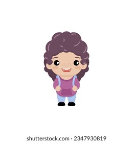 Little girl with a backpack. Back to school. Student with a school bag ready for the first of September. Vector illustration.