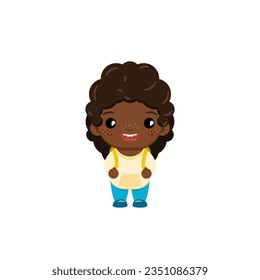 Little girl with a backpack. Back to school. Student with a school bag ready for the first of September. Vector illustration.