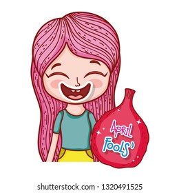 little girl with balloon helium fools day celebration