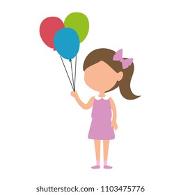 little girl with balloons helium character