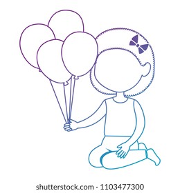 little girl with balloons helium character