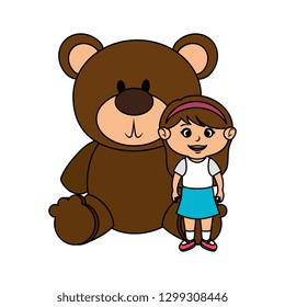 little girl with bear teddy
