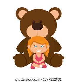 little girl with bear teddy