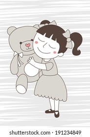 Little girl with bear toy