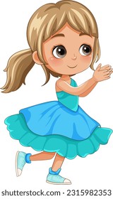 Little Girl in Beautiful Dress Vector illustration