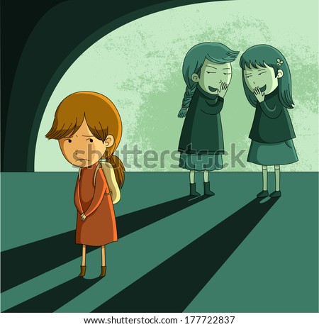 little girl being bullied by other girls