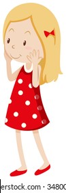 Little girl being shy illustration
