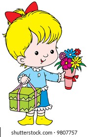Little girl with a Birthday gift